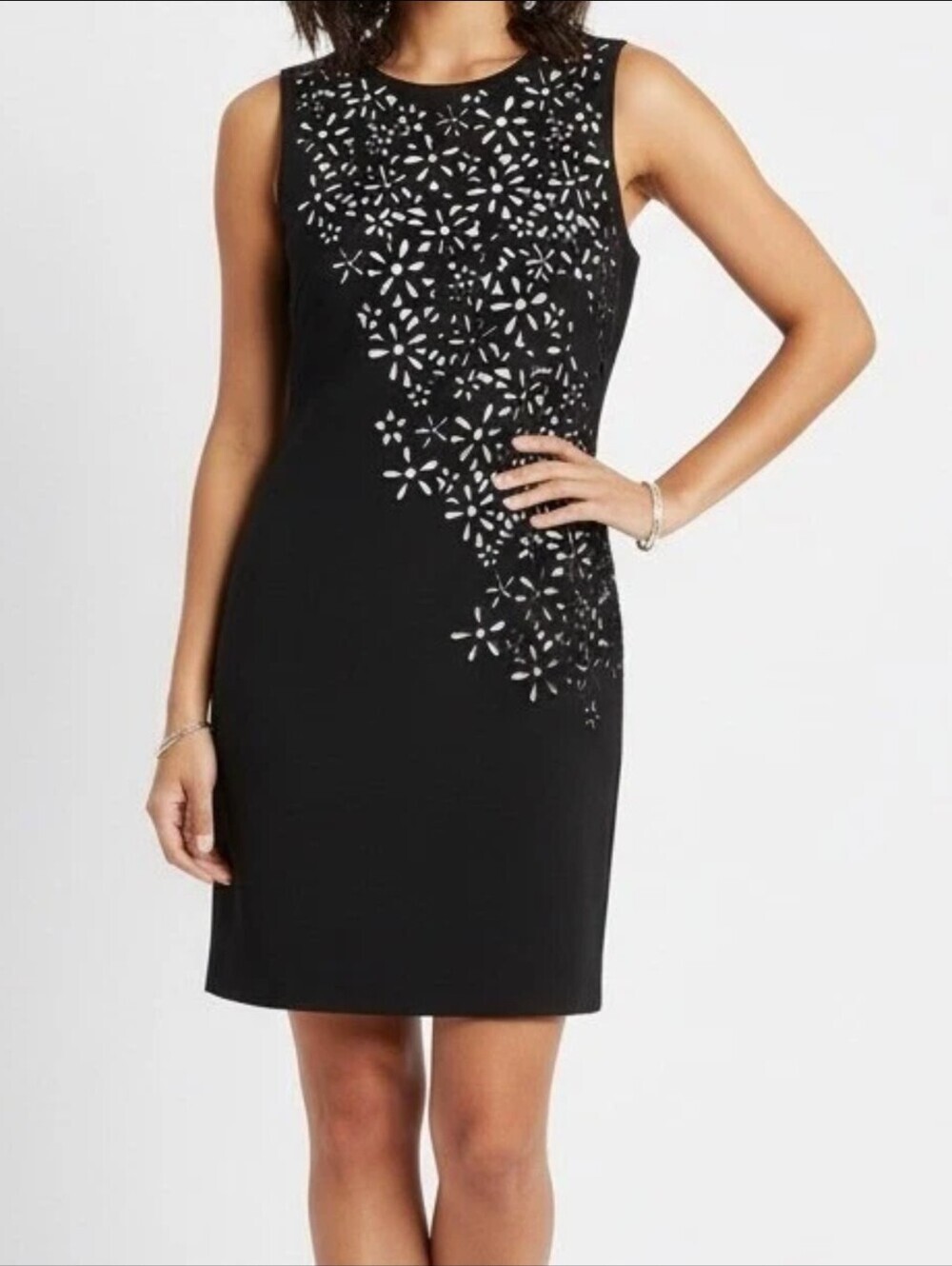 Calvin Klein Black Floral Cutout Sheath Dress